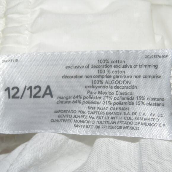 Oshkosh White Swiss Dot Button Front Girls Long Sleeve Shirt - Picture 6 of 7